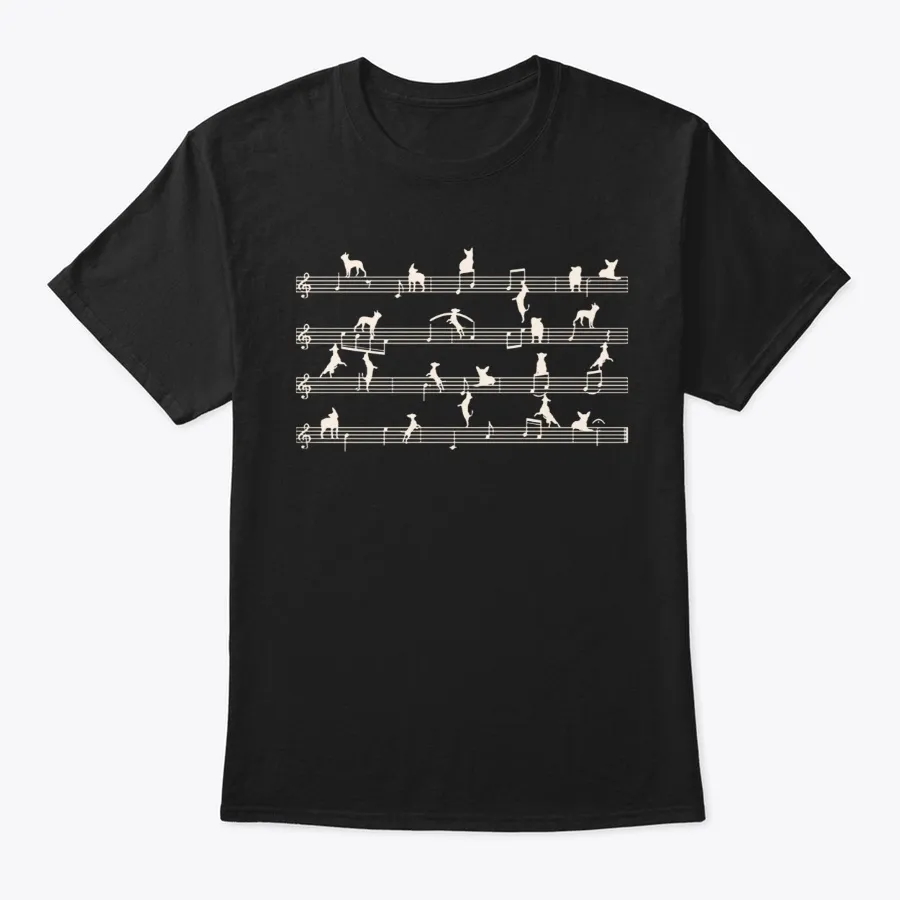 Sheet Music Boston Terrier Cool Dog - Names t-shirt