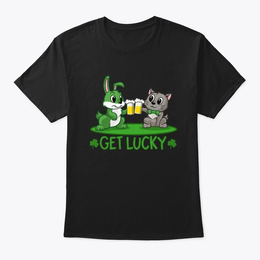 Get Lucky - Rabbit And Cat Drinking Beer