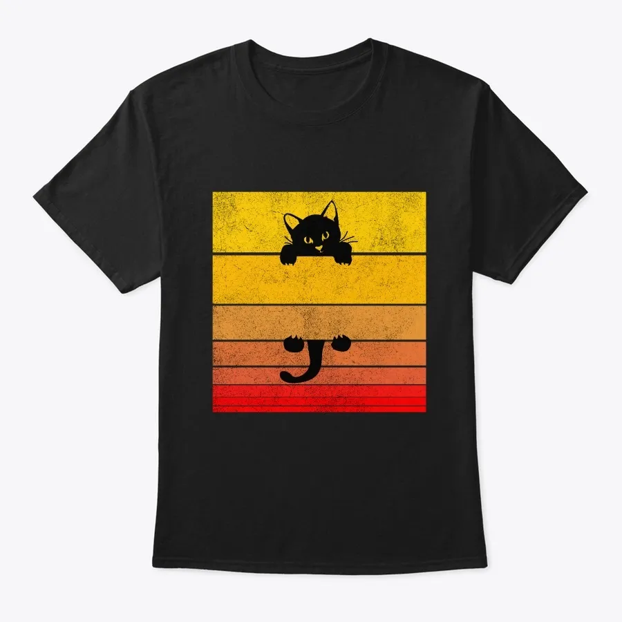 80s Retro Style Cute Black Cat