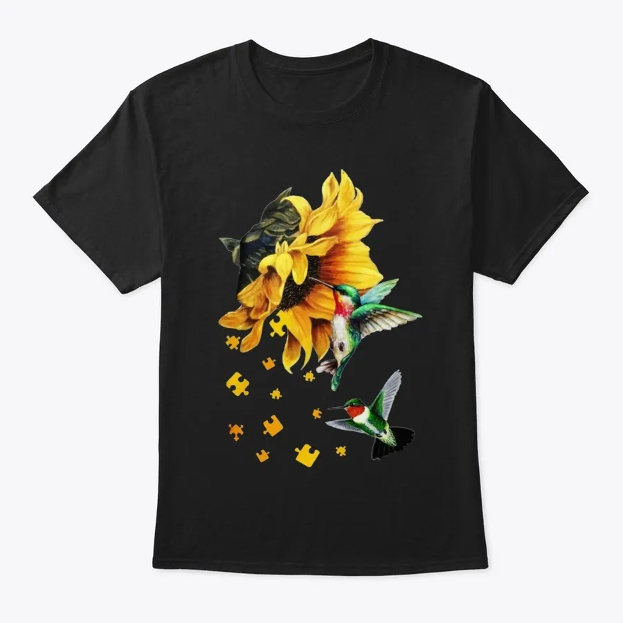 Sunflower Hummingbird Puzzle Shirt