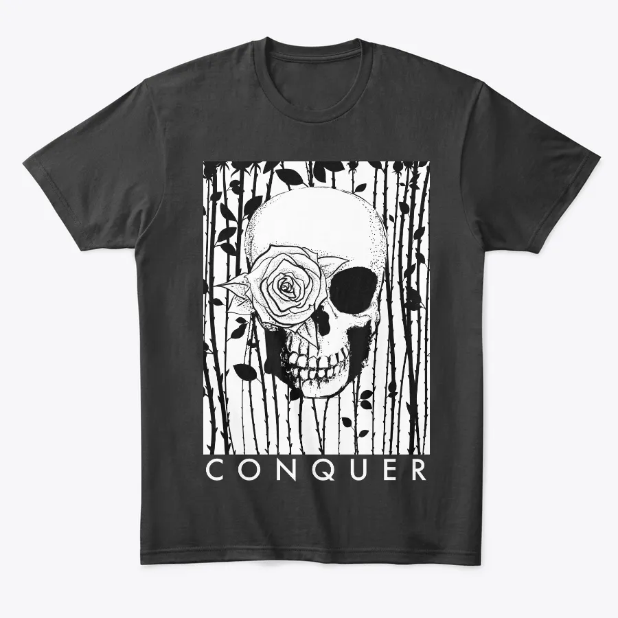 Conquer Skull And Rose Black