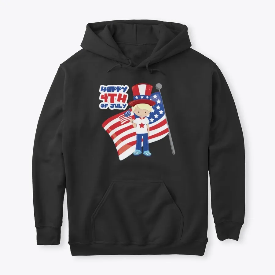 Happy 4th July Blond Boy Flag Kids - Names t-shirt