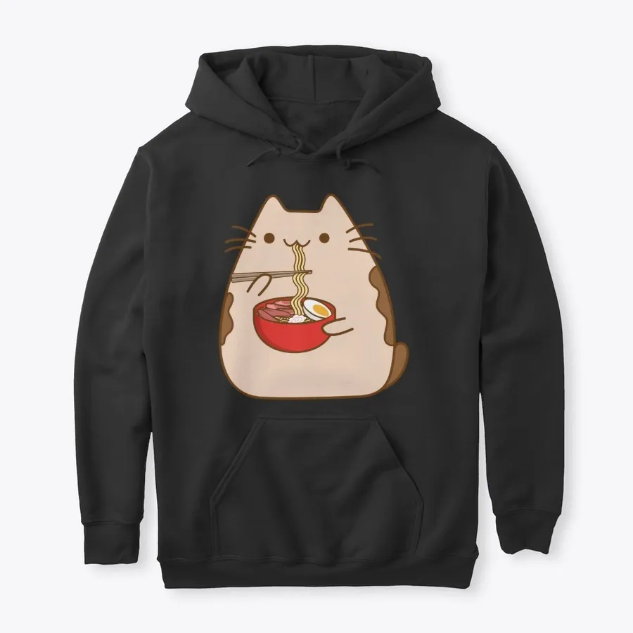 Kawaii Cat Eating Ramen Noodles
