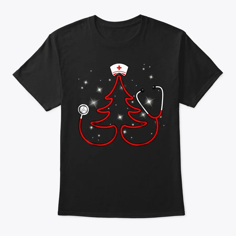 Funny Christmas Tree Nurse Xmas T-shirt