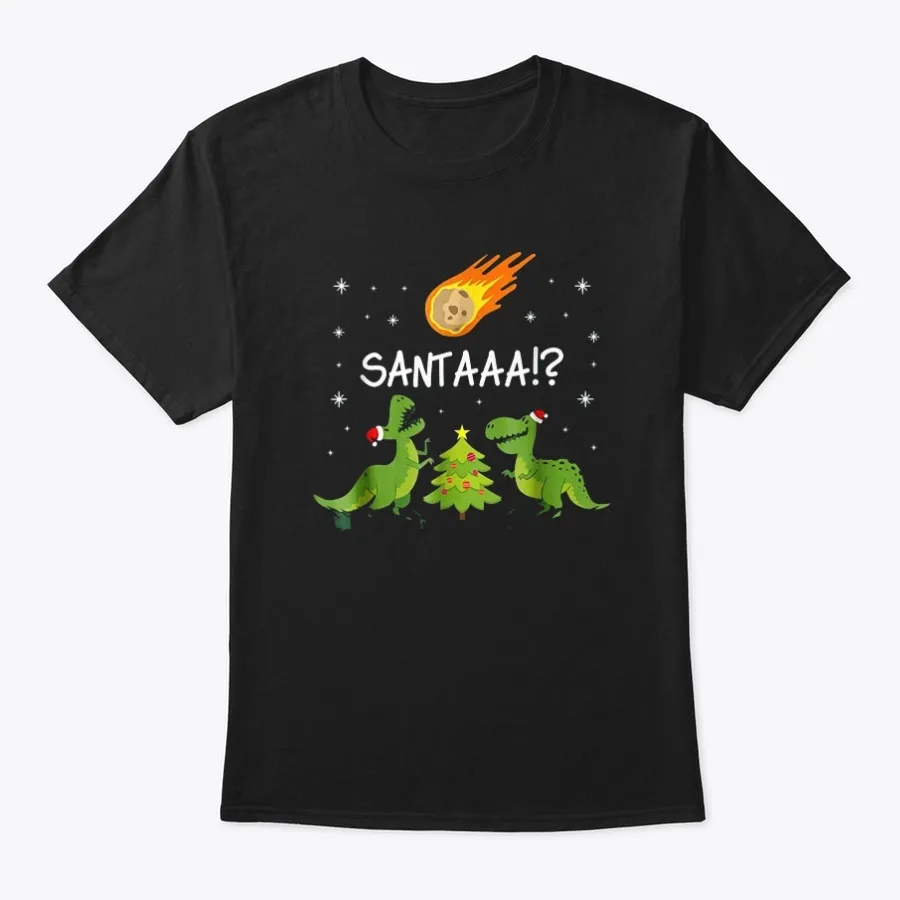 Funny T-rex Meteor Santa Claus Christmas