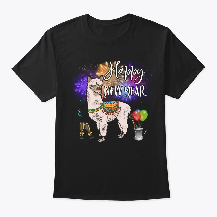 Happy New Year Llama Alpaca Firework