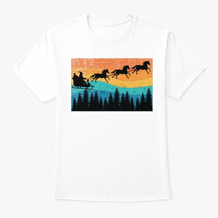 Christmas Horse Riding Santa Sleigh - Names t-shirt