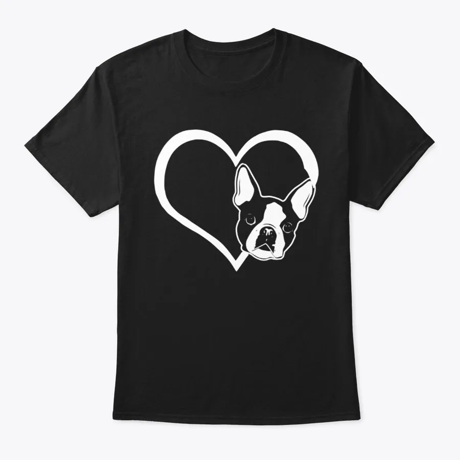 Boston Terrier Heart Love T-shirt - Names t-shirt