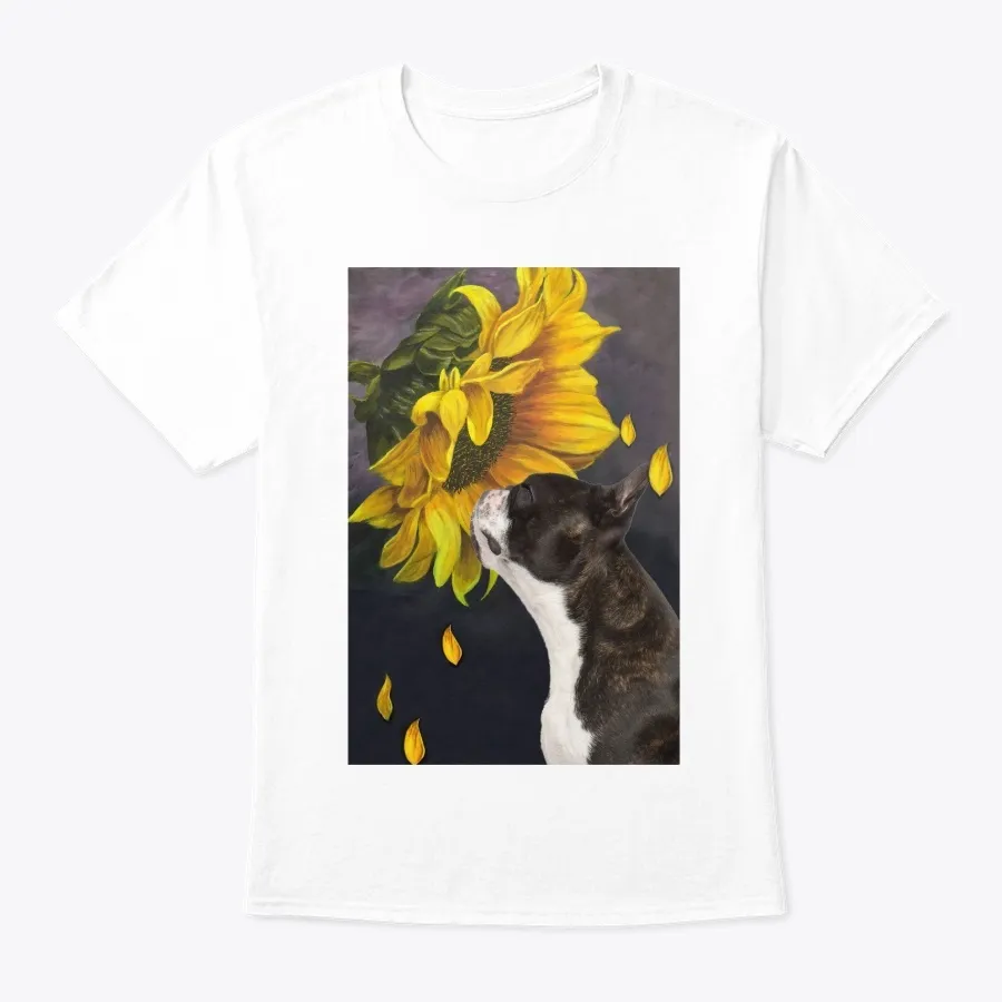 Boston Terrier Sunflower - Names t-shirt