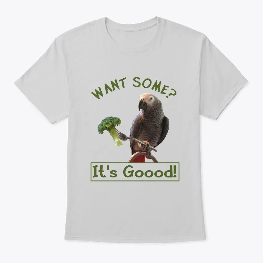 African Grey Parrot Broccoli Design - Names t-shirt