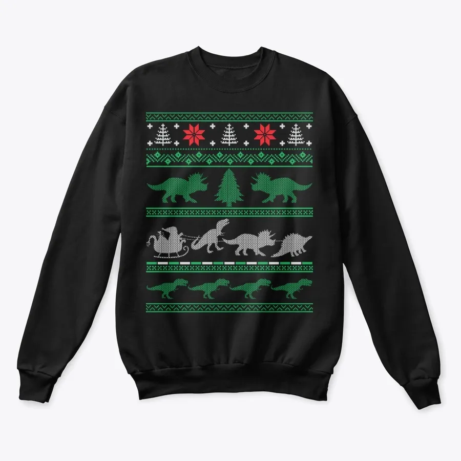 Dinosaur T-rex Ugly Christmas Sweater - Names t-shirt