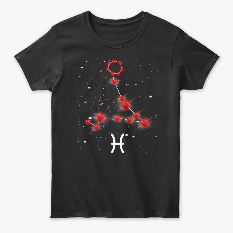 Pisces Zodiac Heart Valentines Day - Names t-shirt